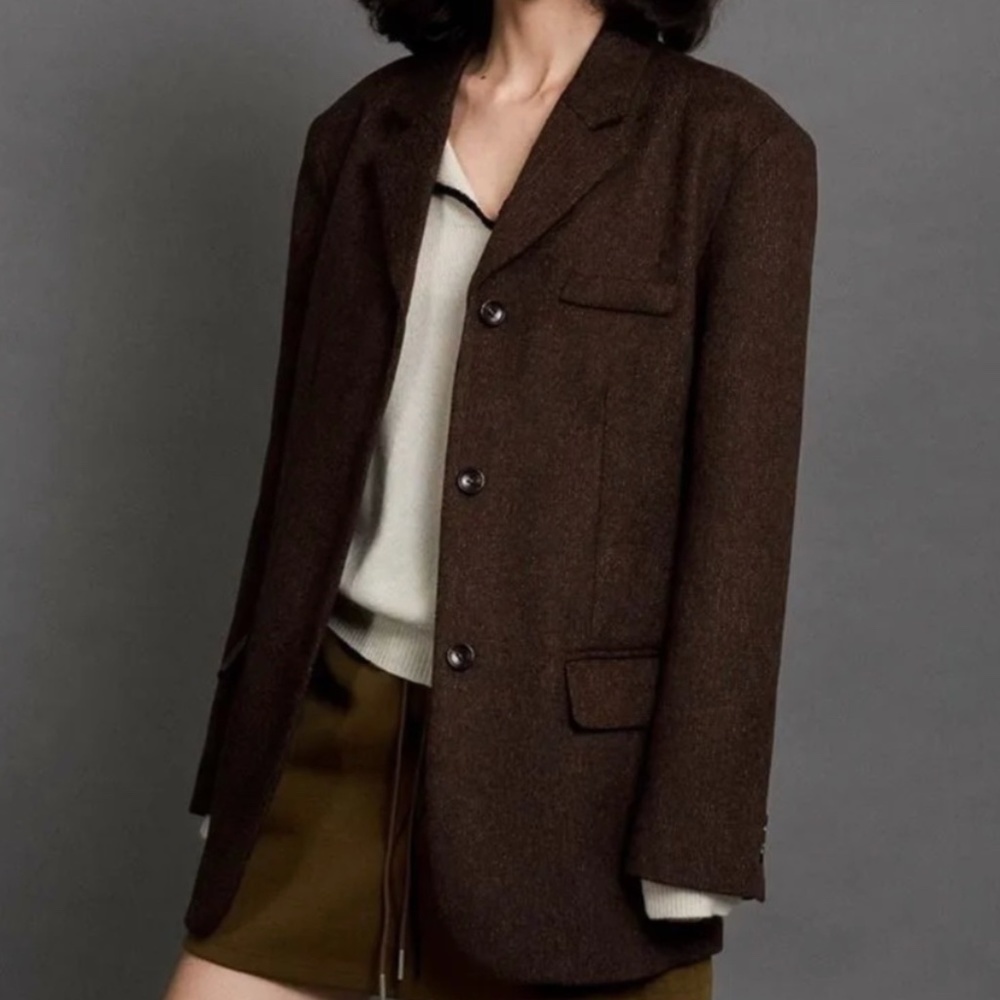 Hugo Boss Sirrah Silk Wool Tweed Blazer Quiet Luxury Hazelnut Brown US 48L - Picture 16 of 16